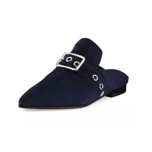 Robert Clergerie X Self Portrait Lopal Mules Loafers Suede Blue 35.5 5.5 Slip On